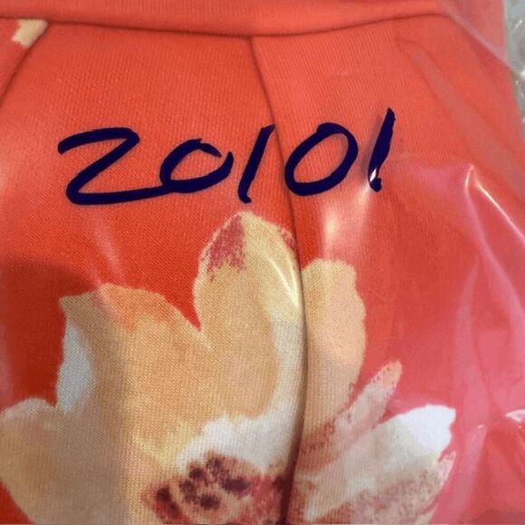 Monteau Los Angeles Mini Dress Coral Floral Print Strappy Stretchy Size Medium - Picture 11 of 11